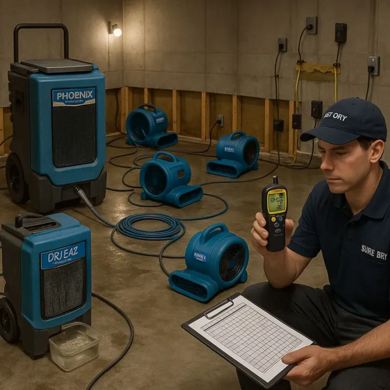 Structural Drying and Dehumidification process in Hillandale, MD